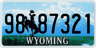 WY license plate 9887321