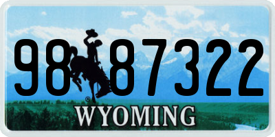 WY license plate 9887322