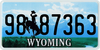 WY license plate 9887363