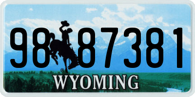 WY license plate 9887381