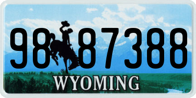 WY license plate 9887388