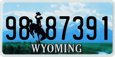 WY license plate 9887391