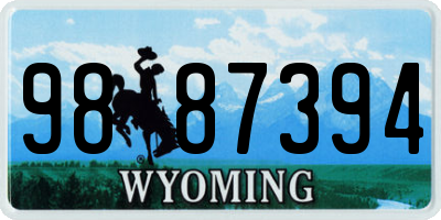 WY license plate 9887394