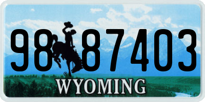 WY license plate 9887403