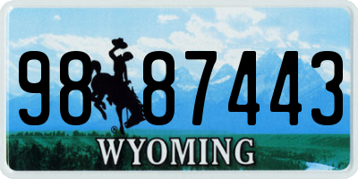 WY license plate 9887443