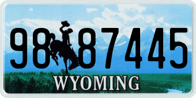 WY license plate 9887445