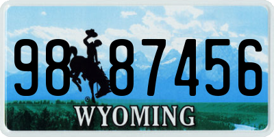 WY license plate 9887456