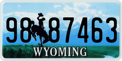 WY license plate 9887463