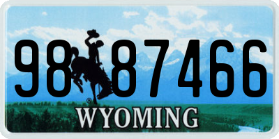 WY license plate 9887466
