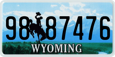 WY license plate 9887476