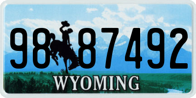 WY license plate 9887492