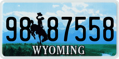 WY license plate 9887558