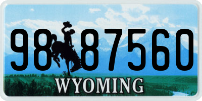 WY license plate 9887560