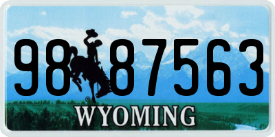 WY license plate 9887563