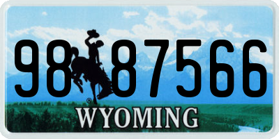 WY license plate 9887566