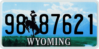 WY license plate 9887621