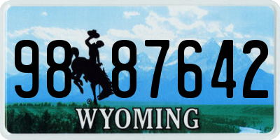 WY license plate 9887642