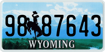 WY license plate 9887643