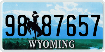 WY license plate 9887657