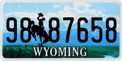 WY license plate 9887658