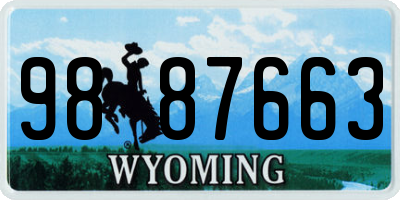 WY license plate 9887663