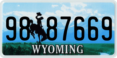 WY license plate 9887669