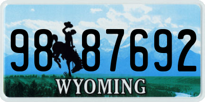 WY license plate 9887692