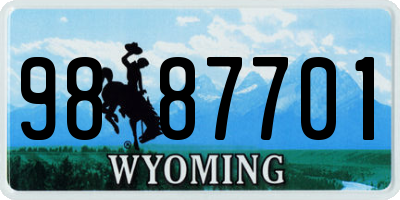 WY license plate 9887701