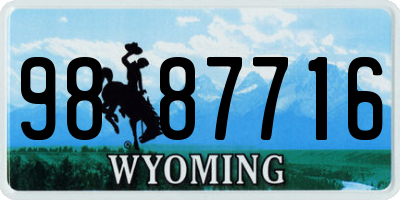 WY license plate 9887716
