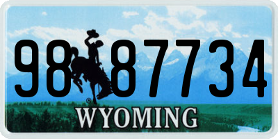 WY license plate 9887734