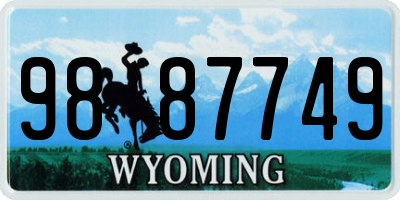 WY license plate 9887749