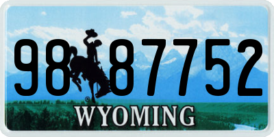 WY license plate 9887752