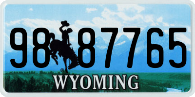 WY license plate 9887765