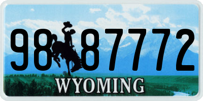 WY license plate 9887772