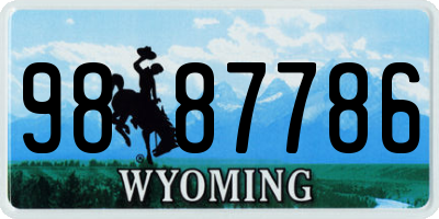 WY license plate 9887786