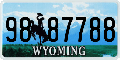 WY license plate 9887788