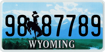 WY license plate 9887789