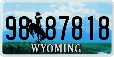 WY license plate 9887818