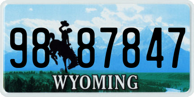WY license plate 9887847