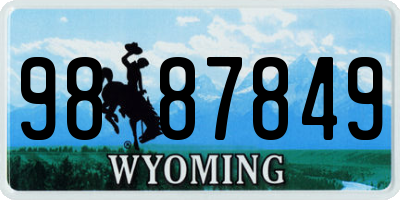 WY license plate 9887849