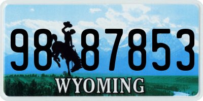 WY license plate 9887853
