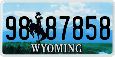 WY license plate 9887858