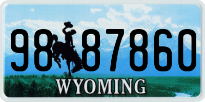 WY license plate 9887860