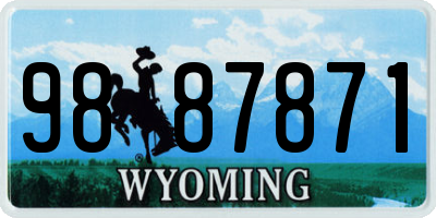 WY license plate 9887871