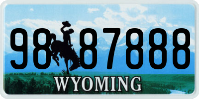 WY license plate 9887888