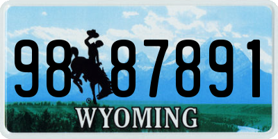 WY license plate 9887891