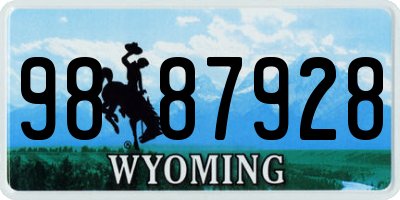 WY license plate 9887928