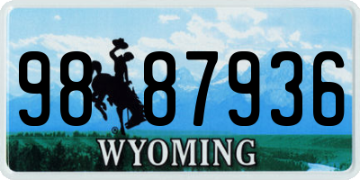 WY license plate 9887936