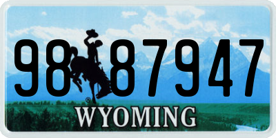 WY license plate 9887947