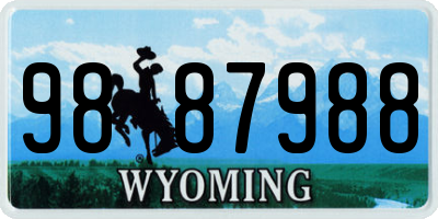 WY license plate 9887988